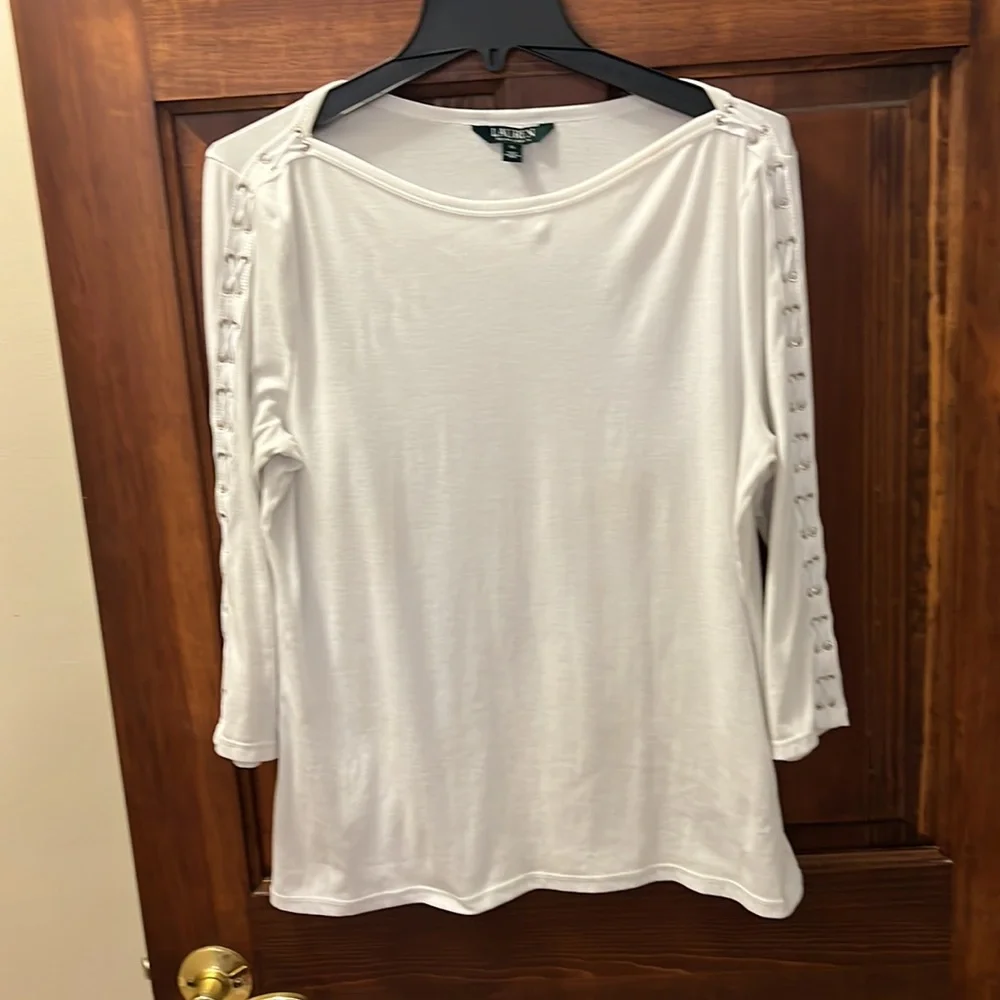 Ralph Lauren white lace up detail top - Picture 7 of 12